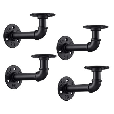 Industrial Pipe  Iron Wall Mount Pipe Shelving Bracket Rustic Home Pipe Shelf Brackets